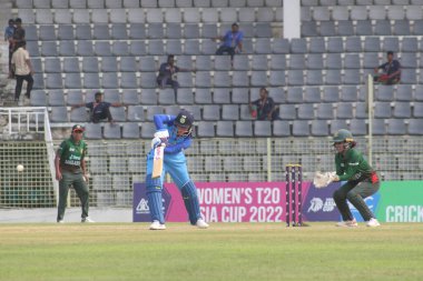 October 7, 2022, Sylhet, Bangladesh: Smriti Mandhana of India Women team dispatched through the off side against Bangladesh Women Team during the Womens Cricket T20 Asia Cup 2022 at Sylhet International Cricket Stadium clipart