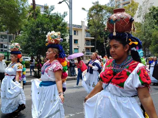 Augusti 2023 Mexico City Mexiko Olika Urfolksorganisationer Deltar Mega Calenda — Stockfoto