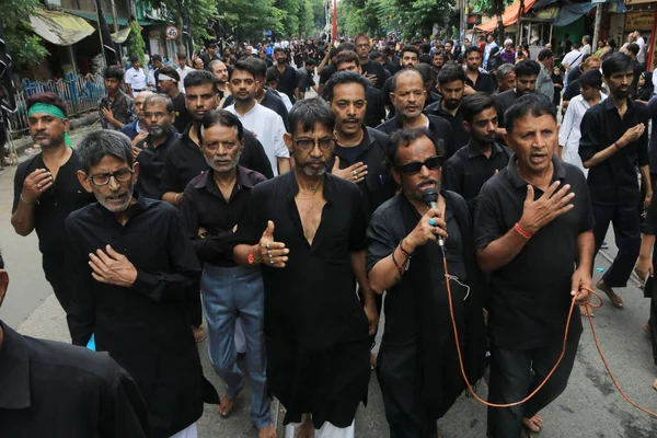 Luglio 2023 Calcutta India Sciiti Musulmani Lutto Durante Una Processione — Foto Stock