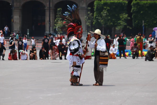 Julio 2023 Ciudad México México Miembros Barrios Indígenas Participan Durante — Foto de Stock