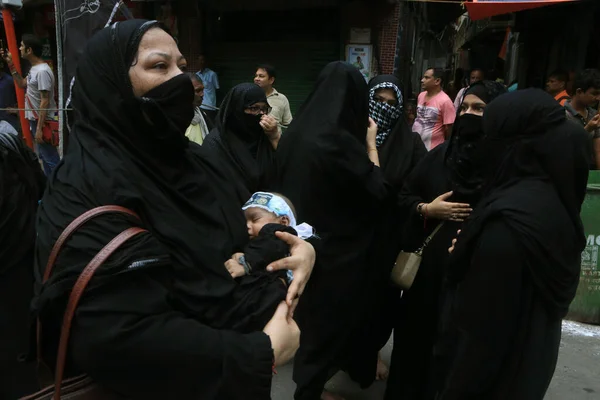 Juli 2023 Kolkata Indien Shiitisk Muslimsk Kvinde Sørgende Deltager Procession - Stock-foto