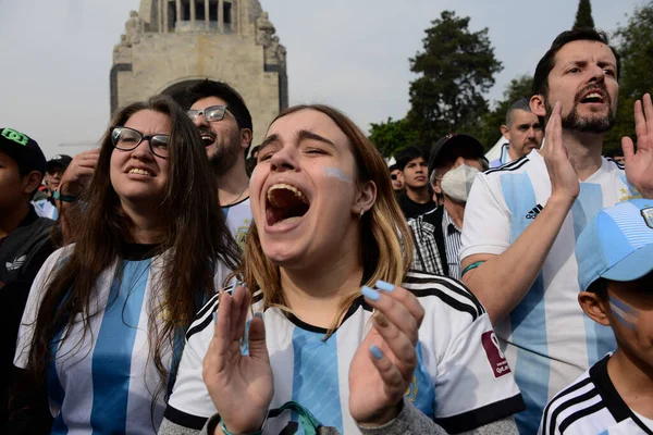 Dezember 2022 Mexiko Stadt Mexiko Argentinische Fans Feiern Argentinien Beim — Stockfoto