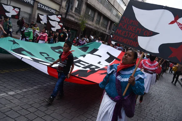 Czerwca 2023 Mexico City Meksyk Członkowie Społeczności Zapatystów Organizacji Aktywistów — Zdjęcie stockowe
