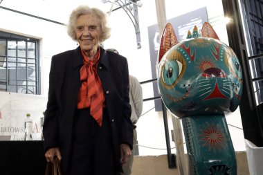 14 Ağustos 2023, Mexico City, Mexico: Yazar ve gazeteci Elena Poniatowska, Mexico City 'deki kuruluşunda düzenlediği basın toplantısında Carlos Fuentes Uluslararası Edebiyat Yaratıcılığı Ödülünü kazandı.