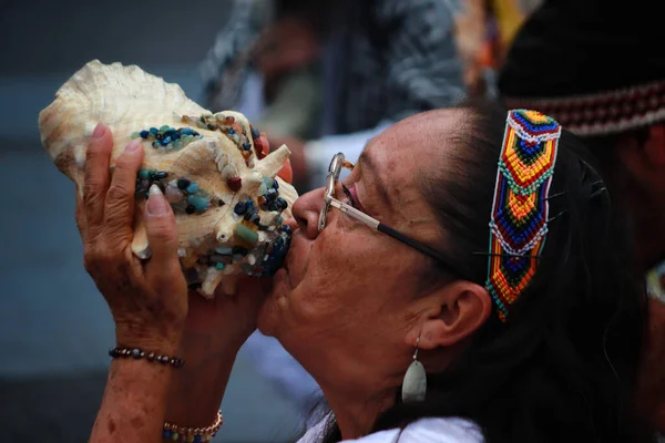 Julio 2023 Ciudad México México Miembros Barrios Indígenas Participan Durante — Foto de Stock