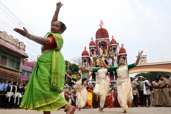 June 2023 Hooghly India Hindu Devotees Perfrom Dances Infront Chariot — Stock Photo, Image