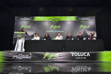 24 Ağustos 2023 Toluca, Meksika: Juan Carlos Guerrero, Cehennem ve Cennet Festivali Resmi Sözcüsü Raymundo Martinez Carbajal, Toluca Belediye Başkanı Luis Manuel Garca Aguilar, Centro Dinmico Pegaso Genel Müdürü