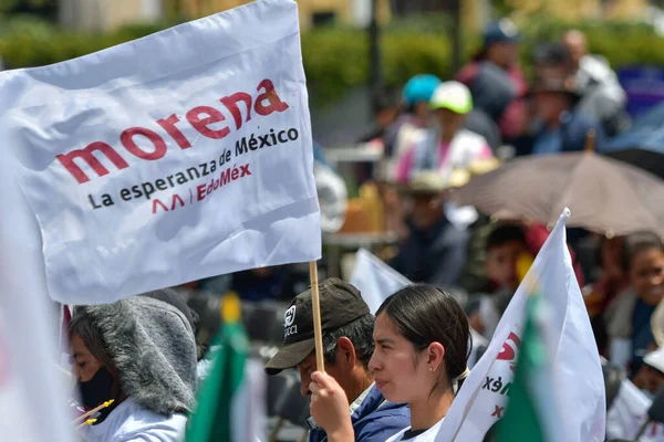 Srpna 2023 Toluca Mexiko Lidé Během Shromáždění Adana Augusta Lopeze — Stock fotografie