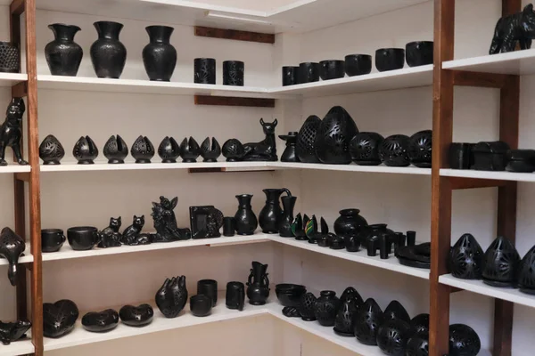 Ceramica Nera Ceramica Nera Messicana Parte Della Tradizionale Produzione Ceramica — Foto Stock