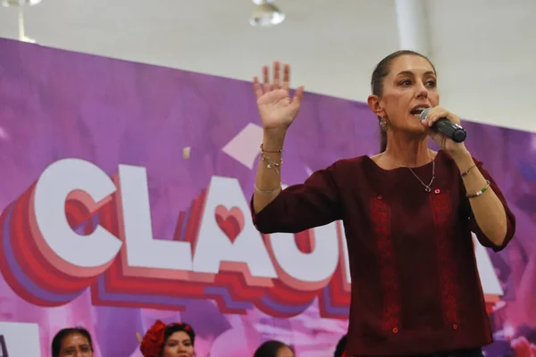 Srpna 2023 Xalapě Mexiko Kandidát Koordinaci Obrany Transformace Claudia Sheinbaum — Stock fotografie