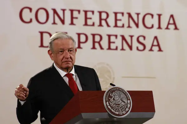 2023 Augusztus Mexikóvárosban Mexikói Elnök Andres Manuel Lopez Obrador Beszédet — Stock Fotó