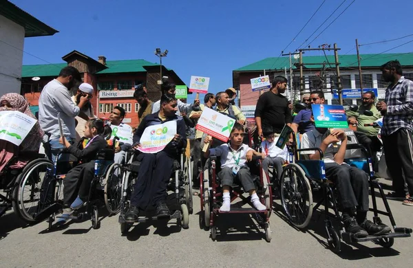 Settembre 2023 Srinagar Kashmir India Persone Disabili Del Kashmir Partecipano — Foto Stock