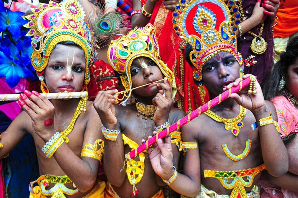 Septiembre 2023 Sylhet Bangladesh Los Niños Pequeños Visten Como Krishna — Foto de Stock