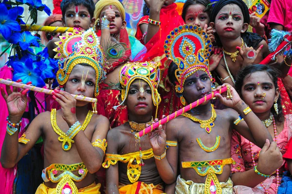 September 2023 Sylhet Bangladesh Young Children Dress Krishna Colorful Rally — Stock Photo, Image