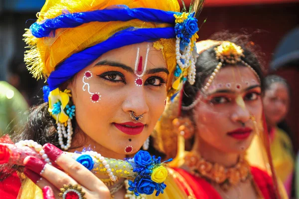 Сентября 2023 Года Силхет Бангладеш Молодые Девушки Одеваются Радха Время — стоковое фото