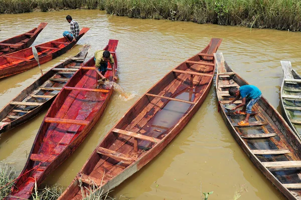 Sylhet Bangladesh Septembre 2023 Vente Bateaux Bois Salutikar Bazar Sylhet — Photo