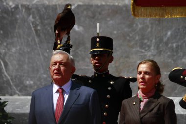 September 13, 2023 - Mexico City, Mexico: The President of Mexico Andres Manuel Lopez Obrador accompanied by his wife Beatriz Gutierrez Mller during the 176th Anniversary of the Heroic Deed of the Children Heroes of Chapultepec, at the Altar to the clipart