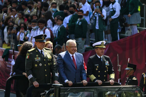 Mexiko Stadt September 2023 Verteidigungsminister Luis Cresencio Sandoval Mexikos Präsident — Stockfoto
