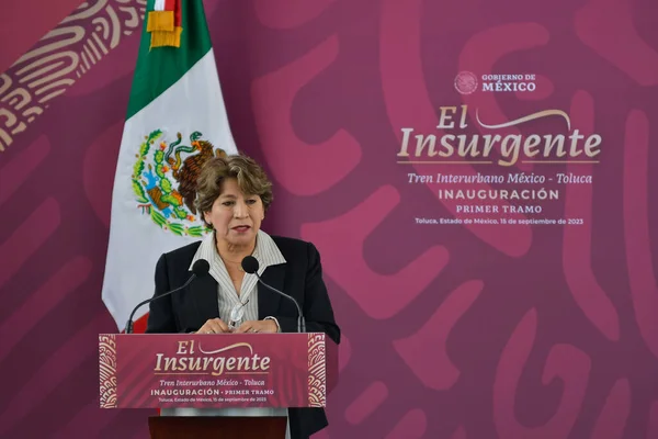 Eylül 2023 Toluca Meksika Delfina Gomez Alvarez Meksika Eyaleti Valisi — Stok fotoğraf