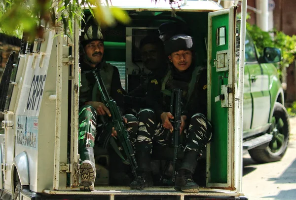 Settembre 2023 Srinagar Kashmir India Soldati Paramilitari Indiani Sono Visti — Foto Stock