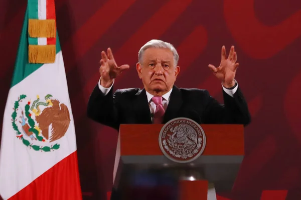 2023년 20일 멕시코시티 멕시코 멕시코 대통령 안드레스 마누엘 로페즈 오바도르는 — 스톡 사진