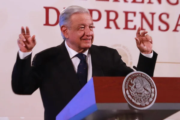 2021년 10월 멕시코시티 멕시코 멕시코 대통령 안드레스 마누엘 로페즈 오바도르는 — 스톡 사진