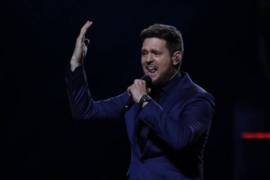 12 Ekim 2023, Mexico City, Meksika: Kanadalı şarkıcı Michael Buble, Higher Tour 2023 'te Mexico City Arena' da sahne aldı. 12 Ekim 2023 'te Mexico City, Meksika