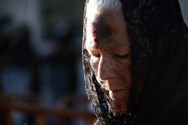 12 Ekim 2023, Mexico City, Meksika: Filistinli destekçiler İsrail 'in Meksika Büyükelçiliği önünde Filistin halkına karşı yapılan saldırıları protesto etmek ve Gazze' ye karşı savaşın durdurulmasını talep etmek için bir mitinge katıldılar.