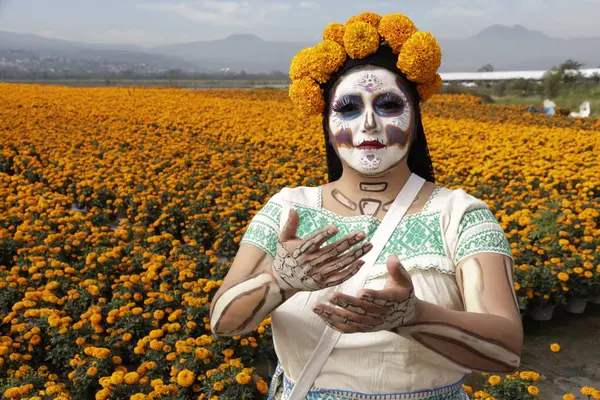 Oktober 2023 Mexiko Stadt Mexiko Eine Frau Die Als Katrina — Stockfoto