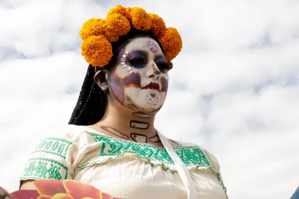 Outubro 2023 Cidade México México Uma Mulher Caracterizada Como Catrina — Fotografia de Stock