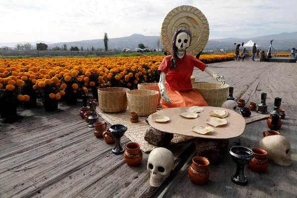 Oktober 2023 Mexiko Stadt Mexiko Todesfiguren Auf Den Feldern Der — Stockfoto