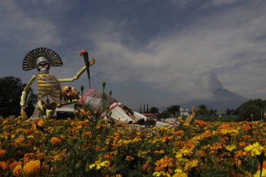 20 Ekim 2023, Puebla Eyaleti, Meksika: Puebla eyaletinde Atlixco belediyesinde çeşitli karakterleri temsil eden anıtsal katrinalar