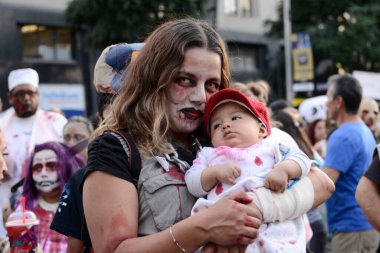 October 21, 2023, Mexico City, Mexico: Participants disguised as Zombies take part during the Annual Zombie Walk  at Mexico City's downtown clipart