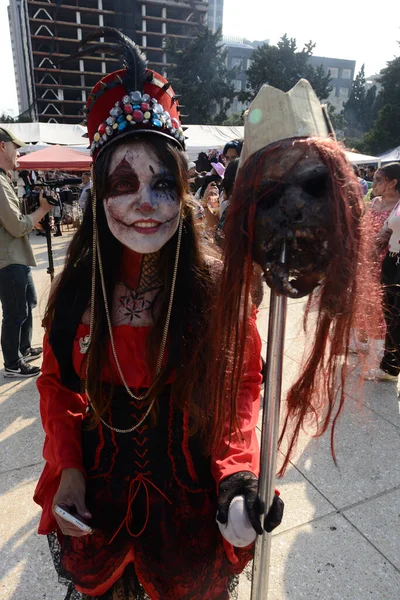 Octubre 2023 Ciudad México México Participantes Disfrazados Zombies Participan Durante —  Fotos de Stock