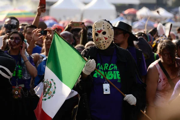 Outubro 2023 Cidade México México Participantes Disfarçados Zumbis Participam Caminhada — Fotografia de Stock