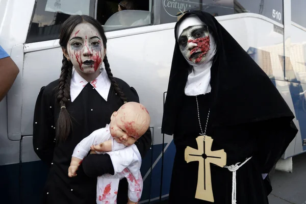 Ottobre 2023 Città Del Messico Messico Centinaia Persone Vestite Zombie — Foto Stock