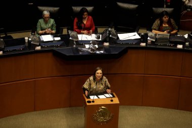 October 24, 2023, Mexico City, Mexico: Senator and presidential candidate of the Broad Front for Mexico, Xochitl Galvez at the Senate session in Mexico City clipart