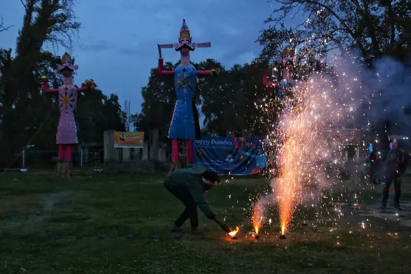 Ottobre 2023 Srinagar Kashmir India Effigi Del Mitico Demone Ravana — Foto Stock