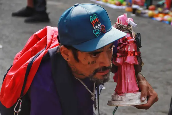 October 2023 Mexico City Mexico Hundreds Devotees Santa Muerte Also — Stock Photo, Image