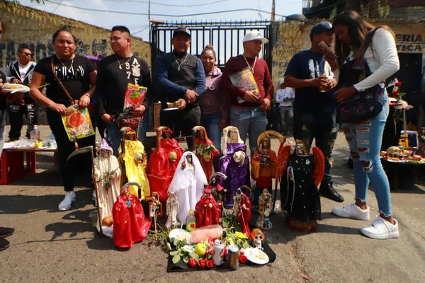 Outubro 2023 Cidade México México Centenas Devotos Santa Muerte Também — Fotografia de Stock