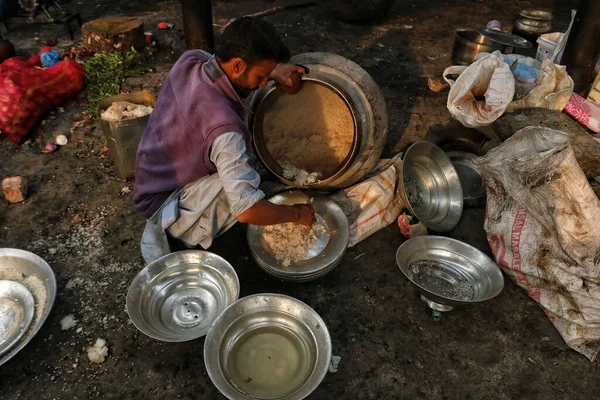 November 2023 Srinagar Kashmir India Waza Chef Prepares Trami Platter — Stock Photo, Image