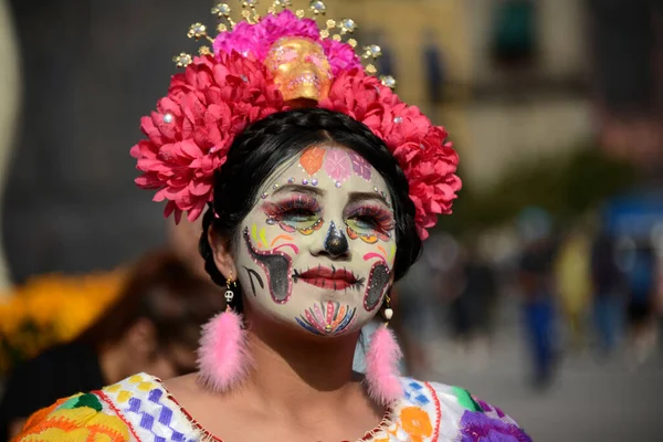 Ноября 2023 Года Мехико Мексика Девушка Наряженная Празднования Диа Муэртос — стоковое фото