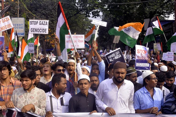 Novembre 2023 Kolkata Inde Des Militants Musulmans Prennent Part Rassemblement — Photo