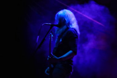 November 8, 2023 in Mexico City, Mexico. Troy Sanders member of the American progressive metal band 'Mastodon' performs during the  Mega Monsters tour concert at the Olympic velodrome clipart