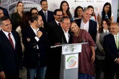 15 Kasım 2023, Mexico City, Meksika: Meksika Geniş Cephe Senatörü ve sanal başkan adayı, partilerin liderleri Xochitl Galvez