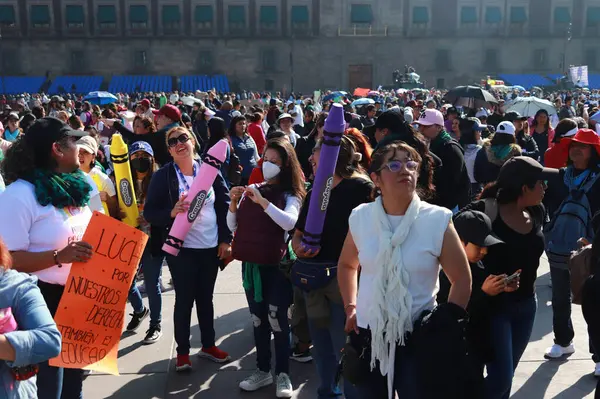 Ноября 2023 Года Мехико Мексика Учителя Принимают Участие Демонстрации Требованием — стоковое фото