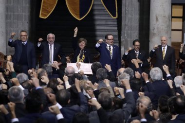 17 Kasım 2023, Mexico City, Meksika: Leonardo Lomeli Vanegas, Meksika Ulusal Özerk Üniversitesi 'nin yeni rektörü olarak yemin etti.