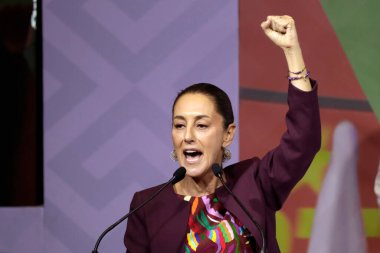 19 Kasım 2023, Mexico City, Meksika Claudia Sheinbaum Pardo Ulusal Yenilenme Hareketi partisi tarafından Meksika başkanlığı için tek ön adayın kaydını aldı.