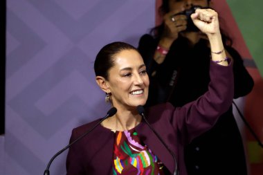 19 Kasım 2023, Mexico City, Meksika Claudia Sheinbaum Pardo Ulusal Yenilenme Hareketi partisi tarafından Meksika başkanlığı için tek ön adayın kaydını aldı.