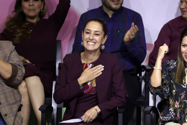 stock image November 19, 2023, Mexico City, Mexico: Claudia Sheinbaum Pardo receives the registration of sole pre-candidate for the presidency of Mexico by the National Regeneration Movement party, the Labor Party and the Green Party